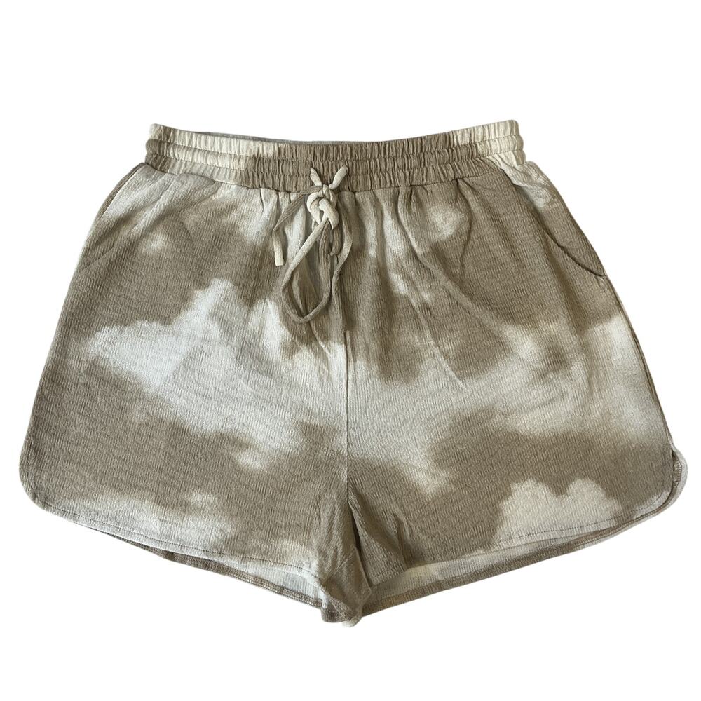 LUCA + GRAE Women Shorts M Beige Tie Dye Casual 2" Inseam Drawstring Stretchy